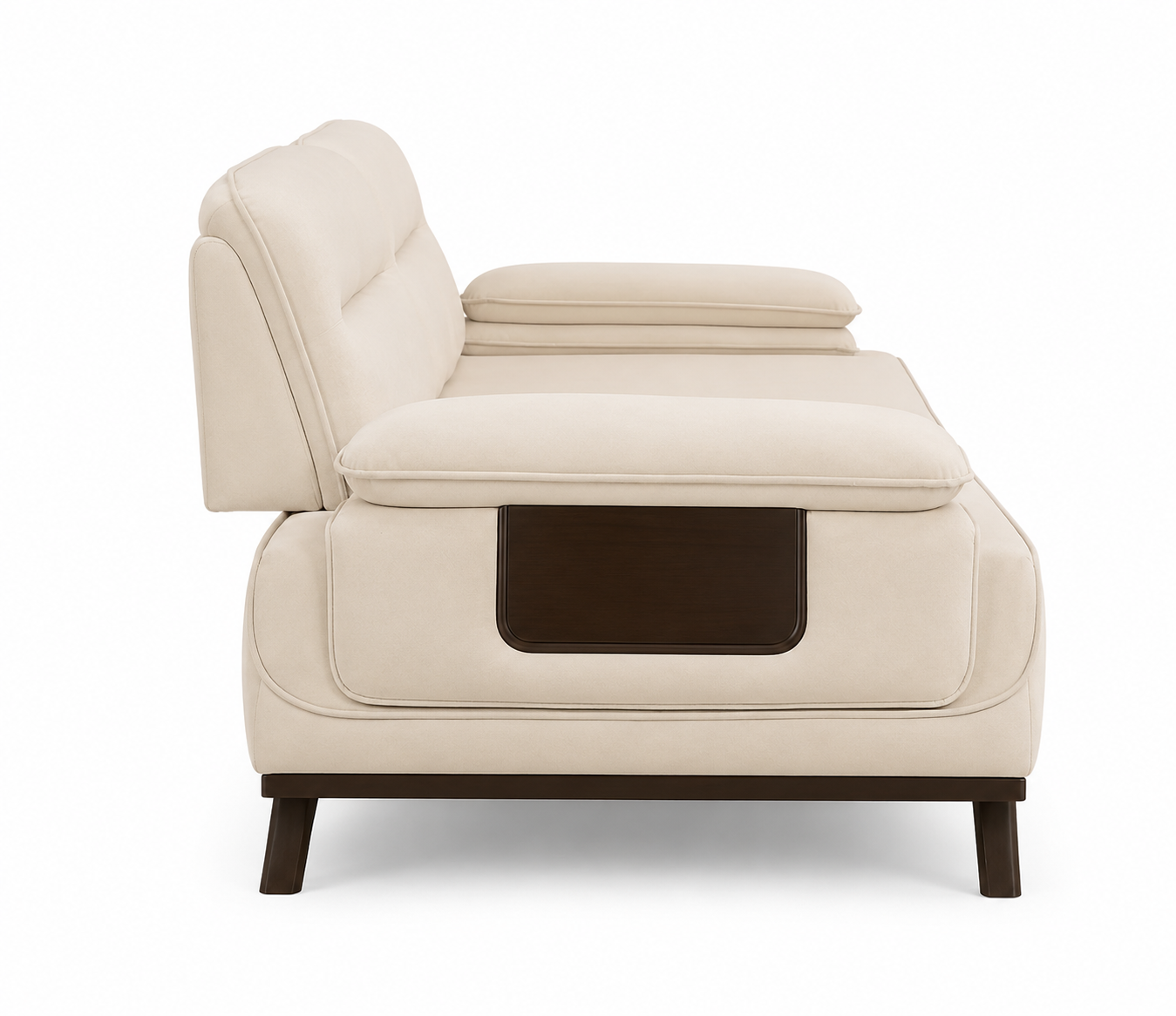 Avenzo 3 Seater Fabric Sofa - Cream Beige - Side View by Febonic Living