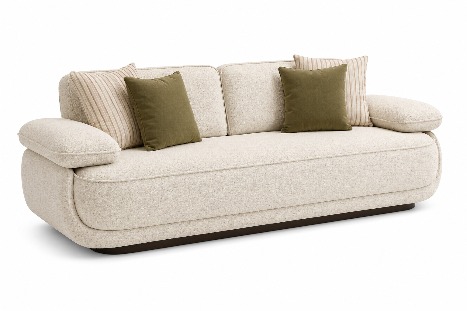Aviero 3 Seater Boucle Fabric Sofa - Warm Beige - Slant View by Febonic Living