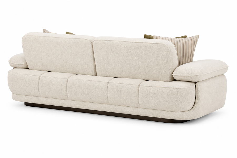 Aviero 3 Seater Boucle Fabric Sofa - Warm Beige - Back View by Febonic Living