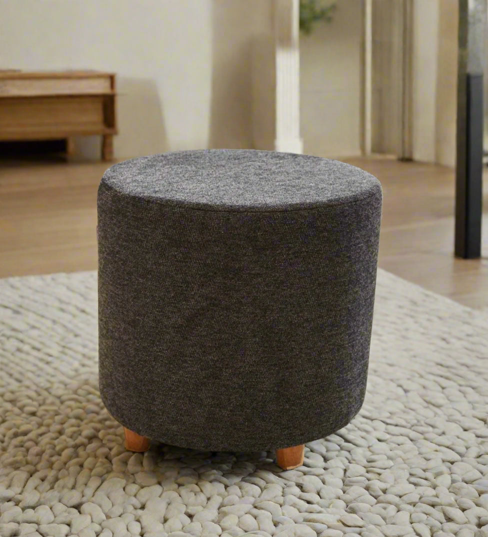 Avila Fabric Pouffe In Nimbus Grey Colour
