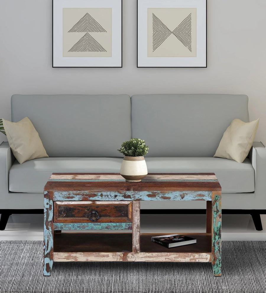Ezla Reclaimed Wood Coffee Table In Distress Finish - Febonic Living