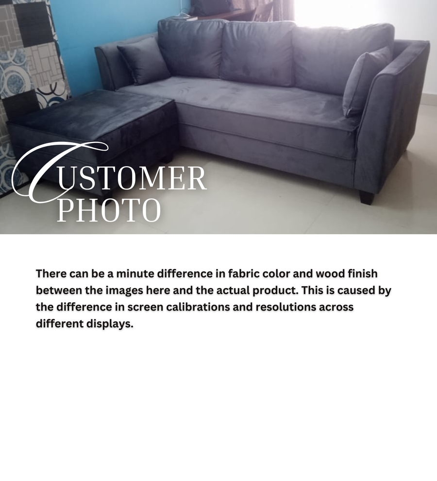 Bristo Velvet 3 Seater Sofa In Pubble Grey Colour With Storage - Febonic Living