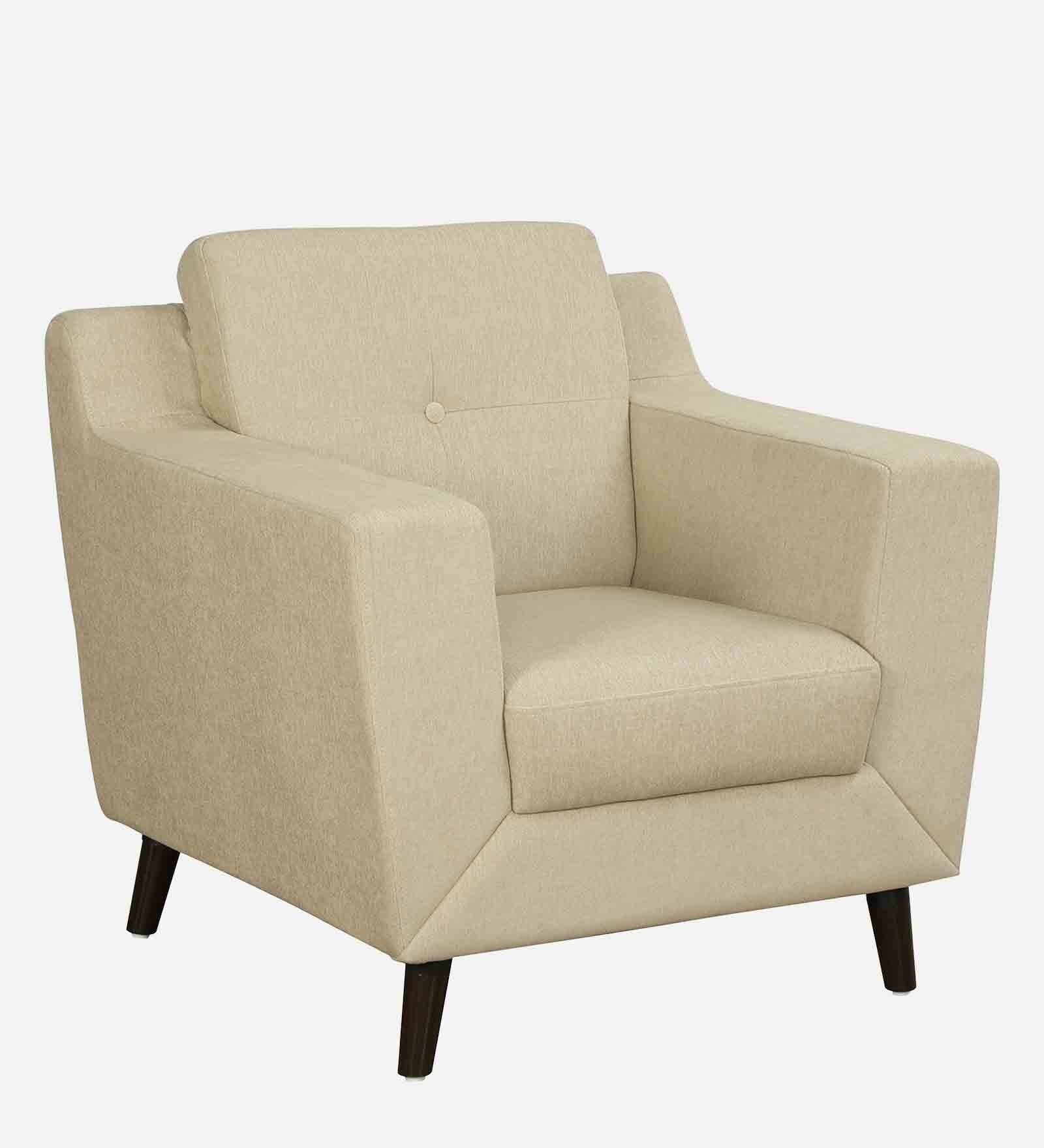 Barmoda Fabric 1 Seater Sofa In Ivory Cream Colour