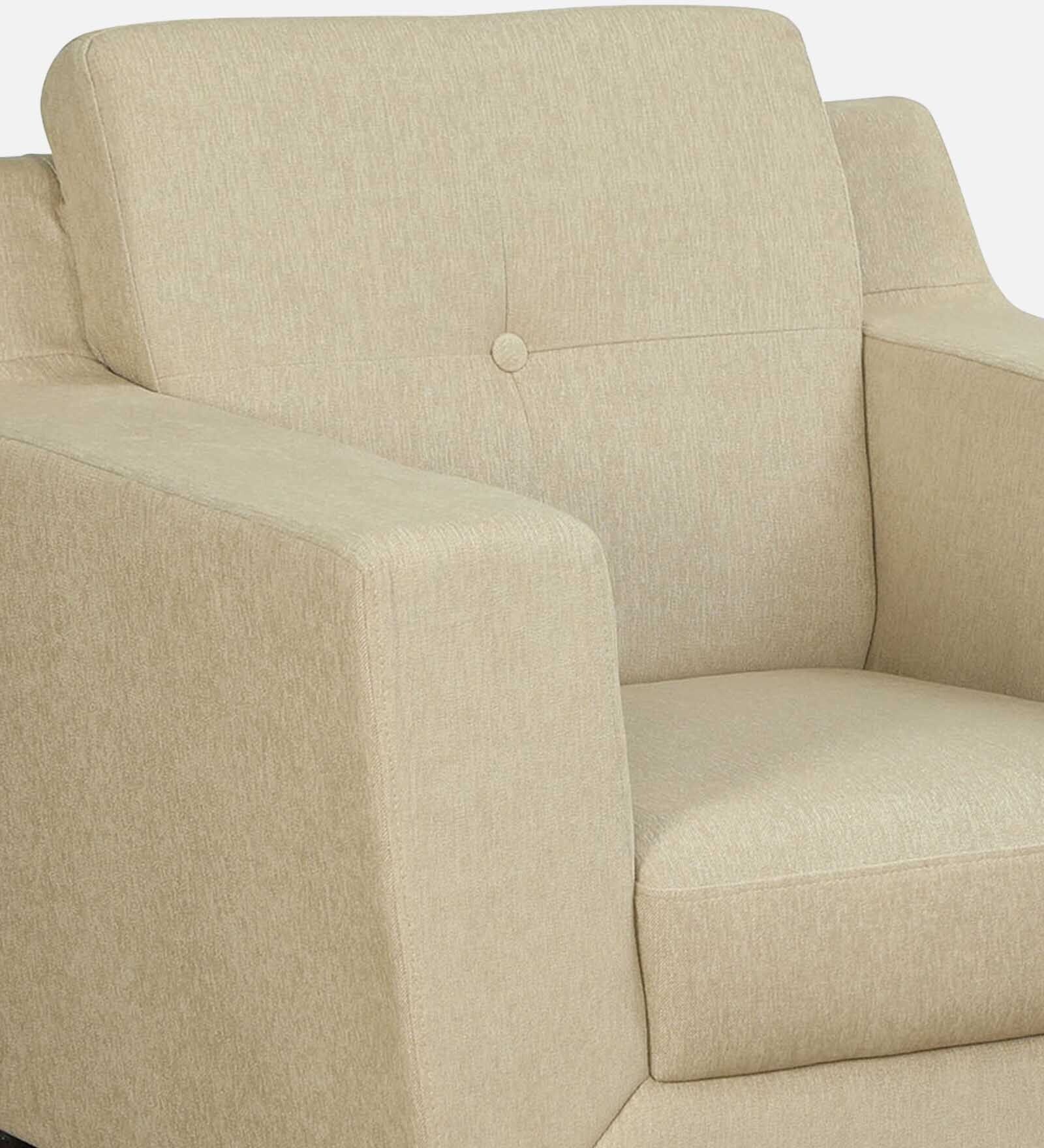 Barmoda Fabric 1 Seater Sofa In Ivory Cream Colour
