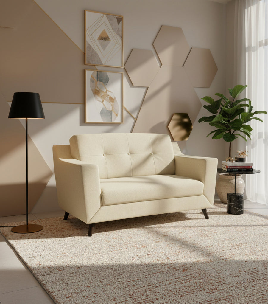 Barmoda Fabric 2 Seater Sofa In Ivory Cream Colour - Febonic Living