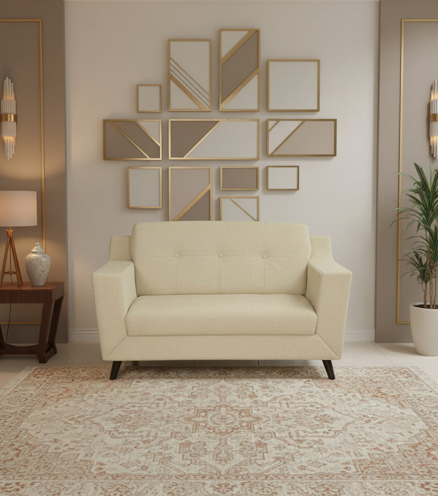 Barmoda  2 Seater Fabric Sofa - Ivory Cream by Febonic Living