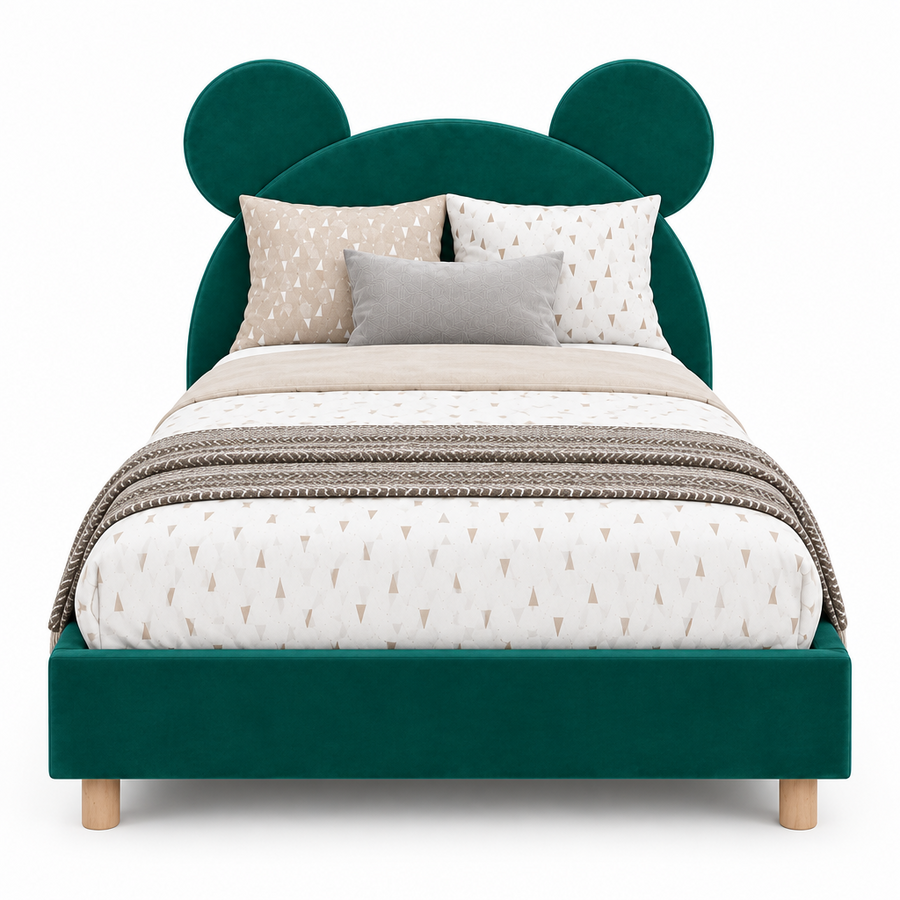 Bear Upholstered Velvet King Size Bed With Storage - Deep Teal
