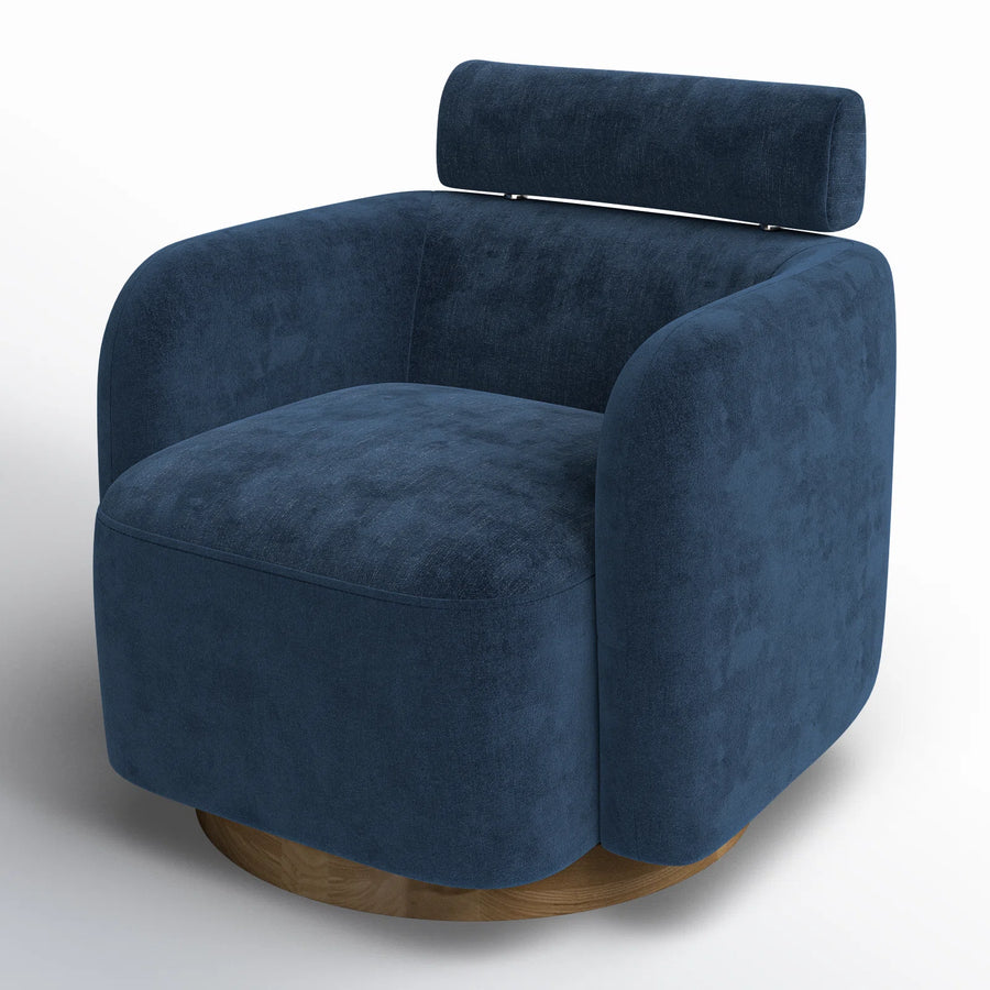 Plint Fabric Swivel Chair In Light Blue Colour - Febonic Living