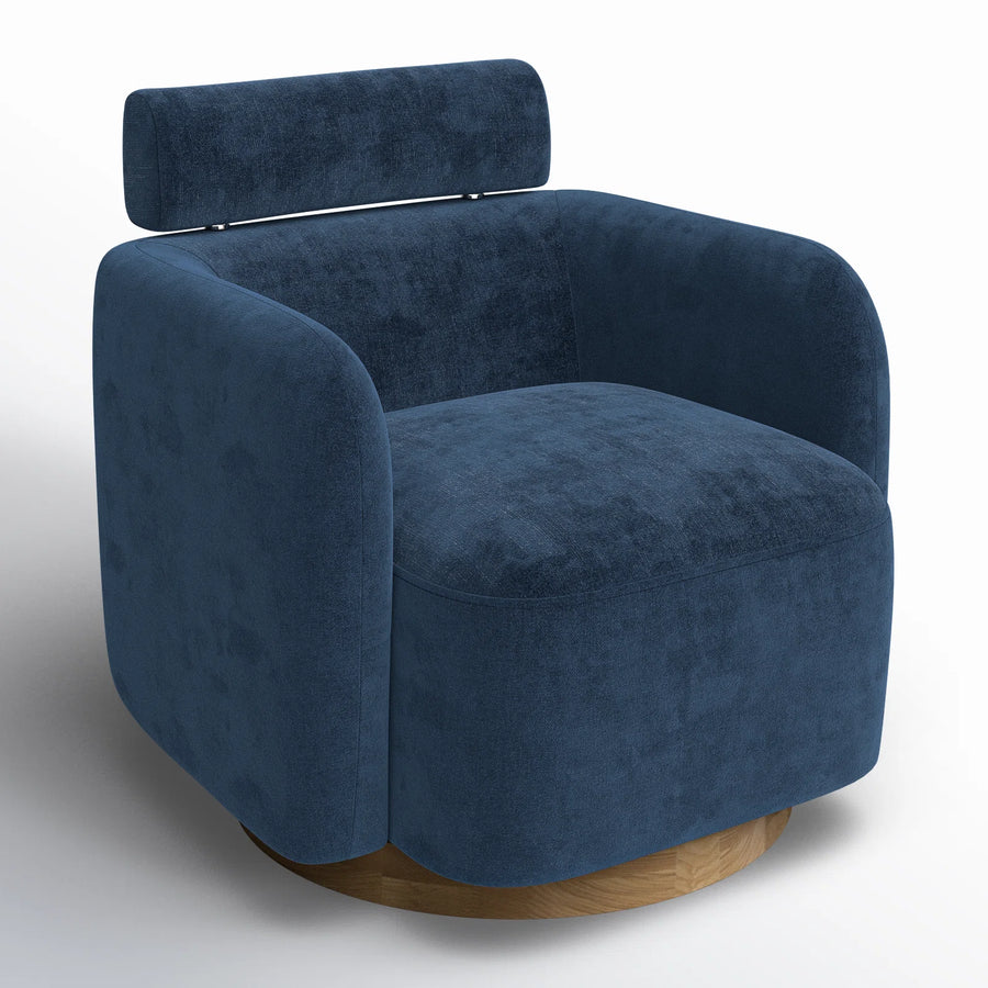 Plint Fabric Swivel Chair In Light Blue Colour - Febonic Living