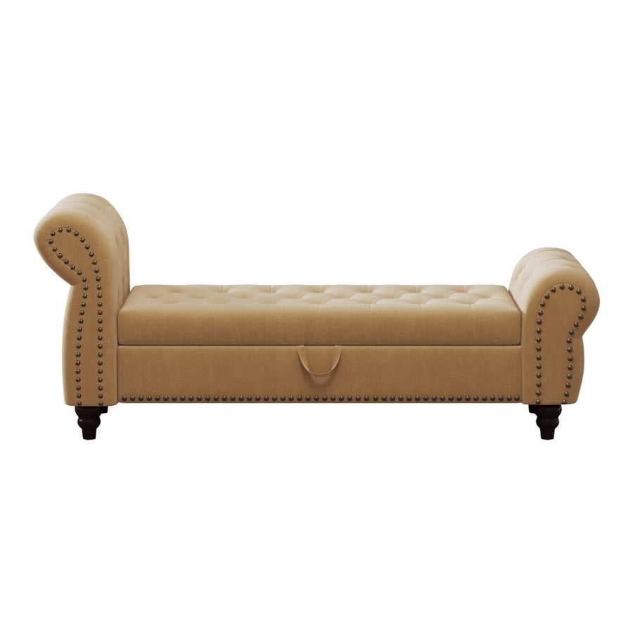 Berlin Fabric 2 Seater Recamier In Cosmic Beige Colour With Storage - Febonic Living