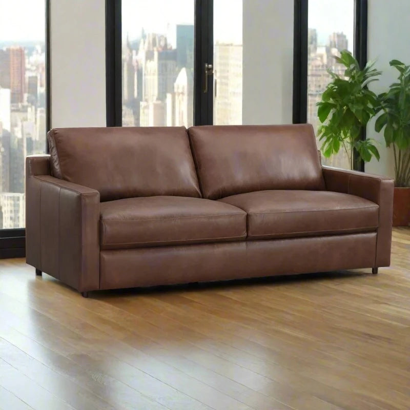 Belgrade Leatherette 3 Seater Sofa In Clay Brown Colour