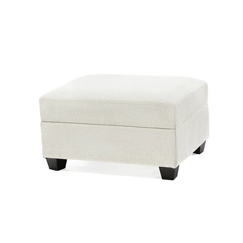 Belo Fabric Ottoman In Ivory Cream Colour With Storage