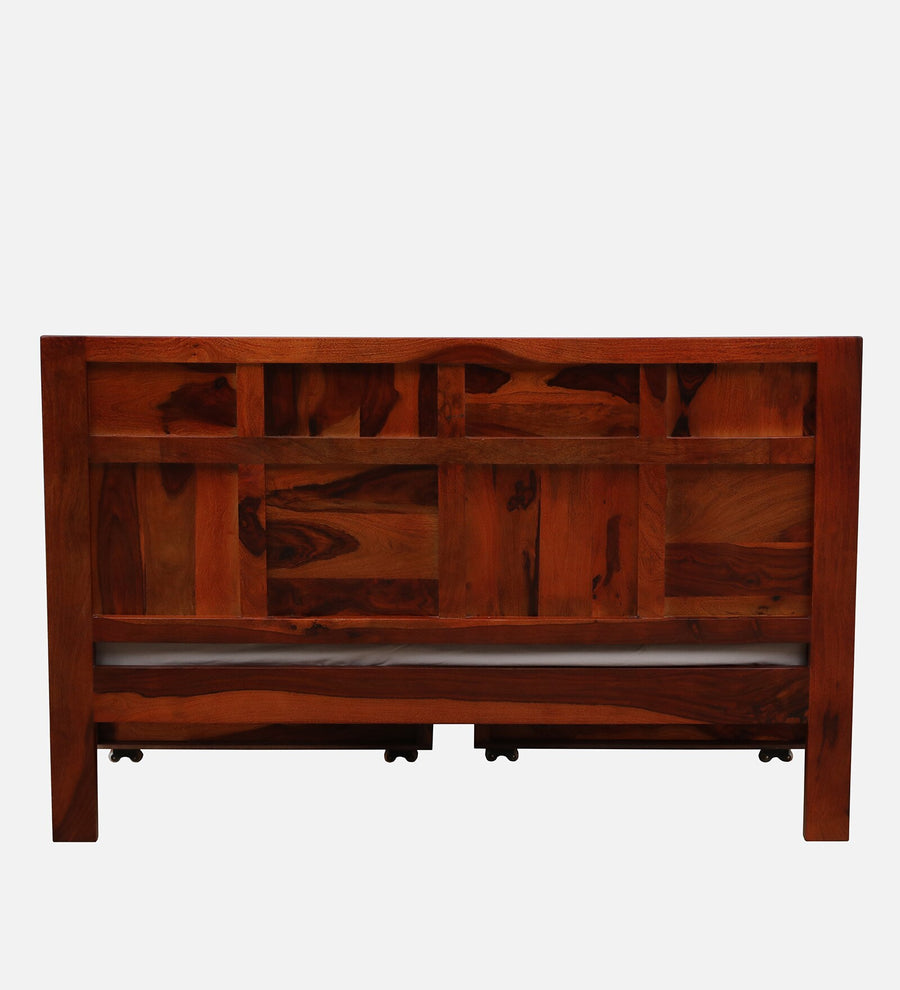 Thor Sheesham Wood Queen Size Bed In Honey Oak Finish With Drawer Storage - Febonic Living