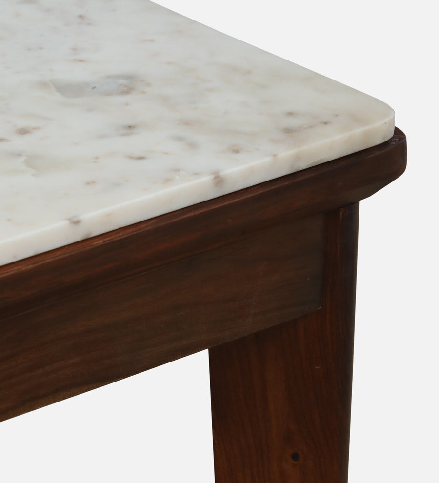 Tanu Sheesham Wood 4 Seater Dining Set In Provincial Teak Finish With Marble Top - Febonic Living