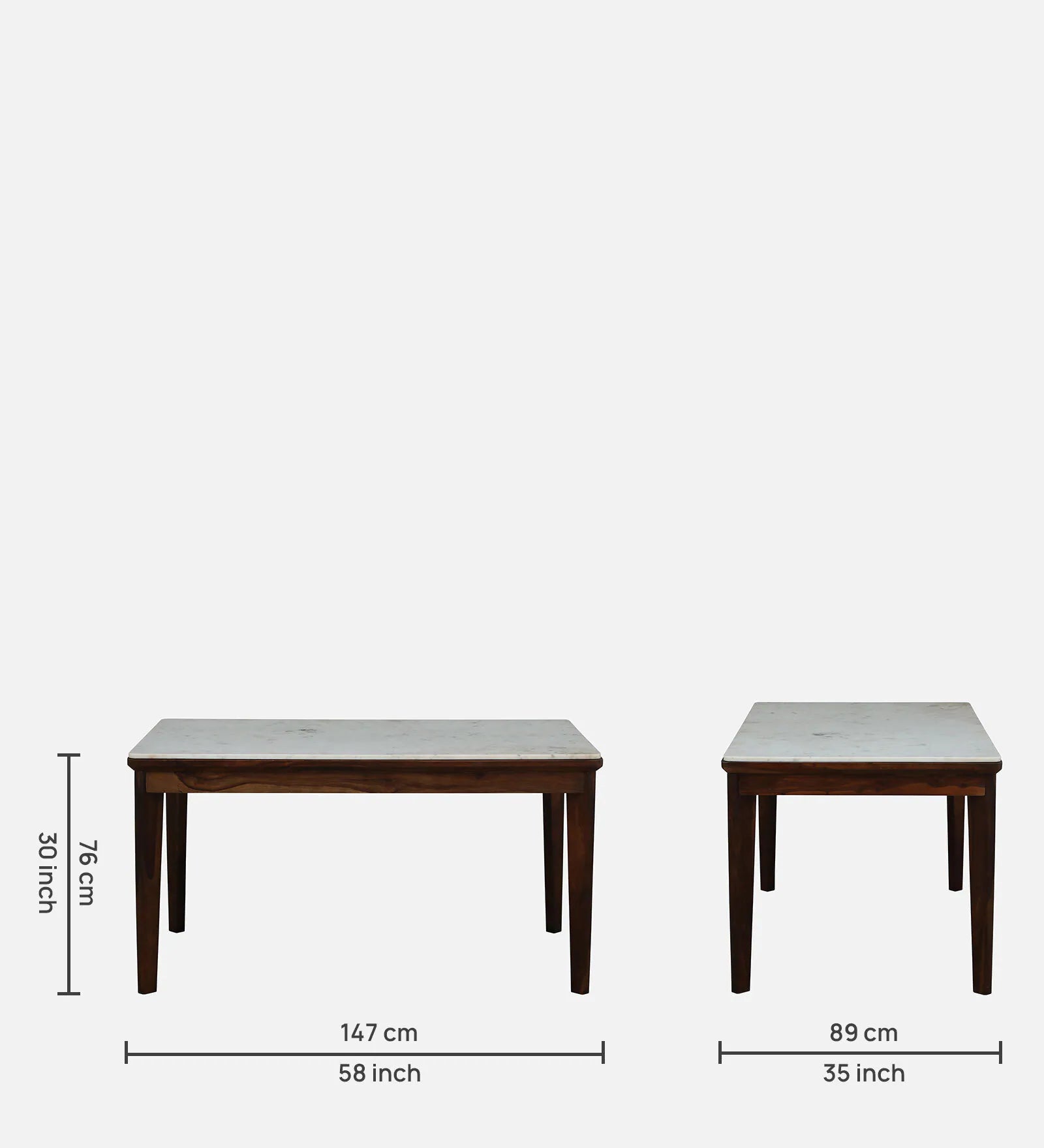 Tanu Sheesham Wood 6 Seater Dining Set In Provincial Teak Finish With Marble Top - Febonic Living