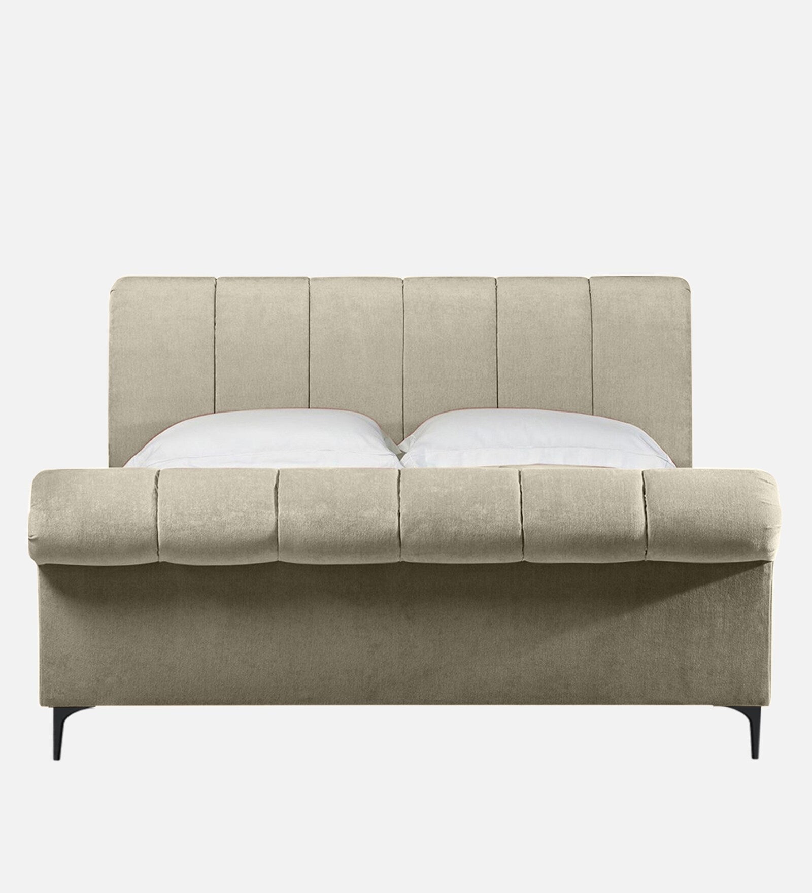 Birla Fabric Upholstered Queen Size Bed In Ash Grey Colour
