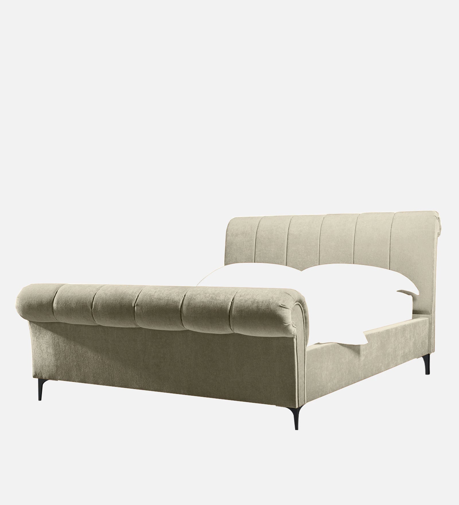 Birla Fabric Upholstered Queen Size Bed In Ash Grey Colour