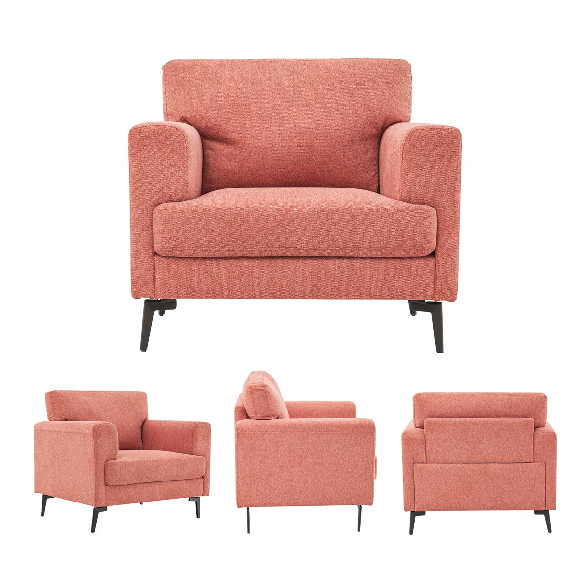 Zent Fabric Arm Chair In Salmon Pink Colour