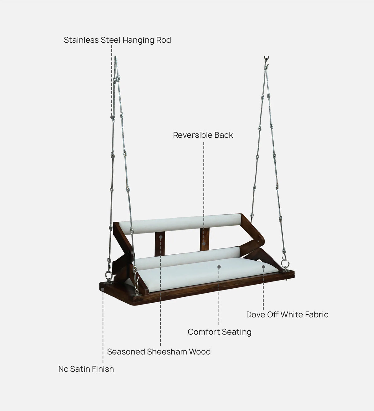 Bliza Sheesham Wood Swing In Provincial Teak Finish