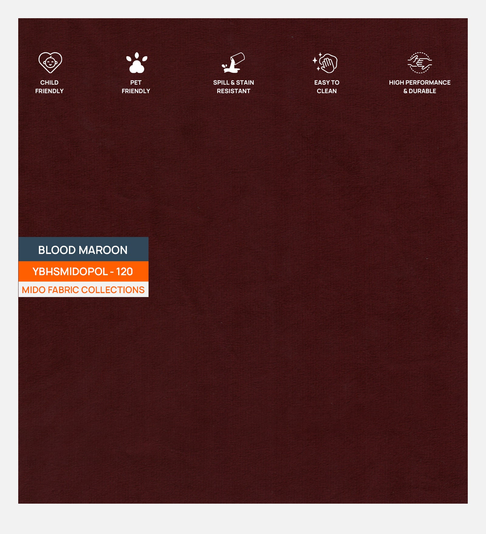 Blood Maroon Mido Poly Cotton Fabric