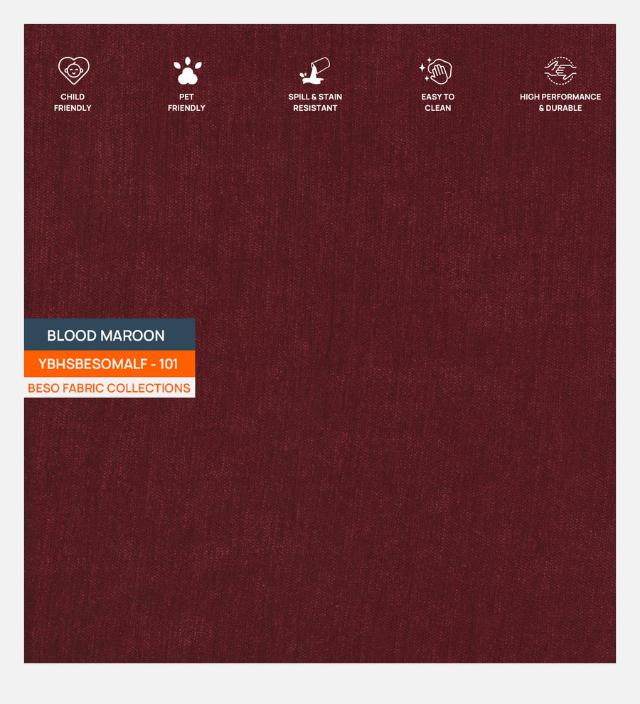 Isko Fabric Upholstered Single Size Bed In Blood Maroon Colour With Box Storage - Febonic Living