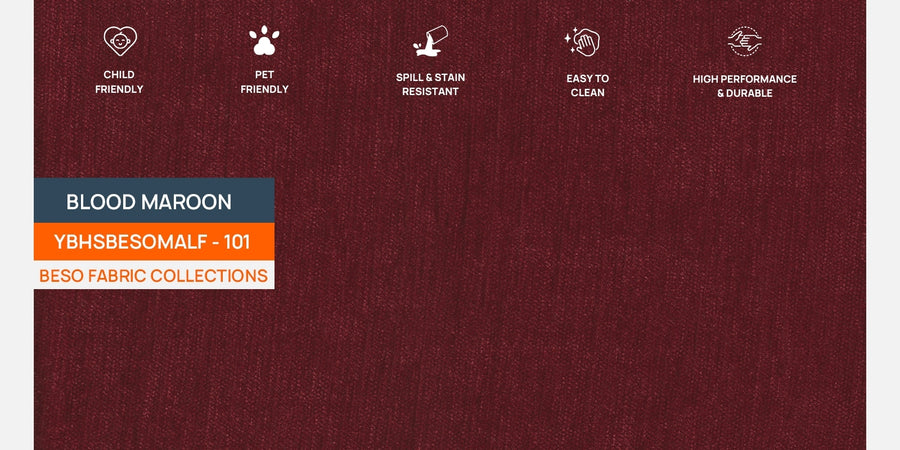 Niki Fabric Corner Sofa In Blood Maroon Colour - Febonic Living