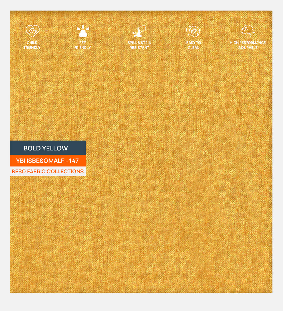 Lenny Fabric Upholstered Single Size Bed In Bold Yellow Colour - Febonic Living