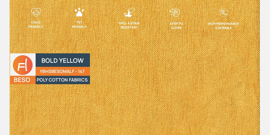 Goofy Fabric 3 Seater Sofa In Bold Yellow Colour - Febonic Living