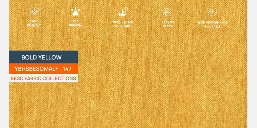 Creata Fabric Lhs Sectional Sofa 2 Lounger In Bold Yellow Colour - Febonic Living