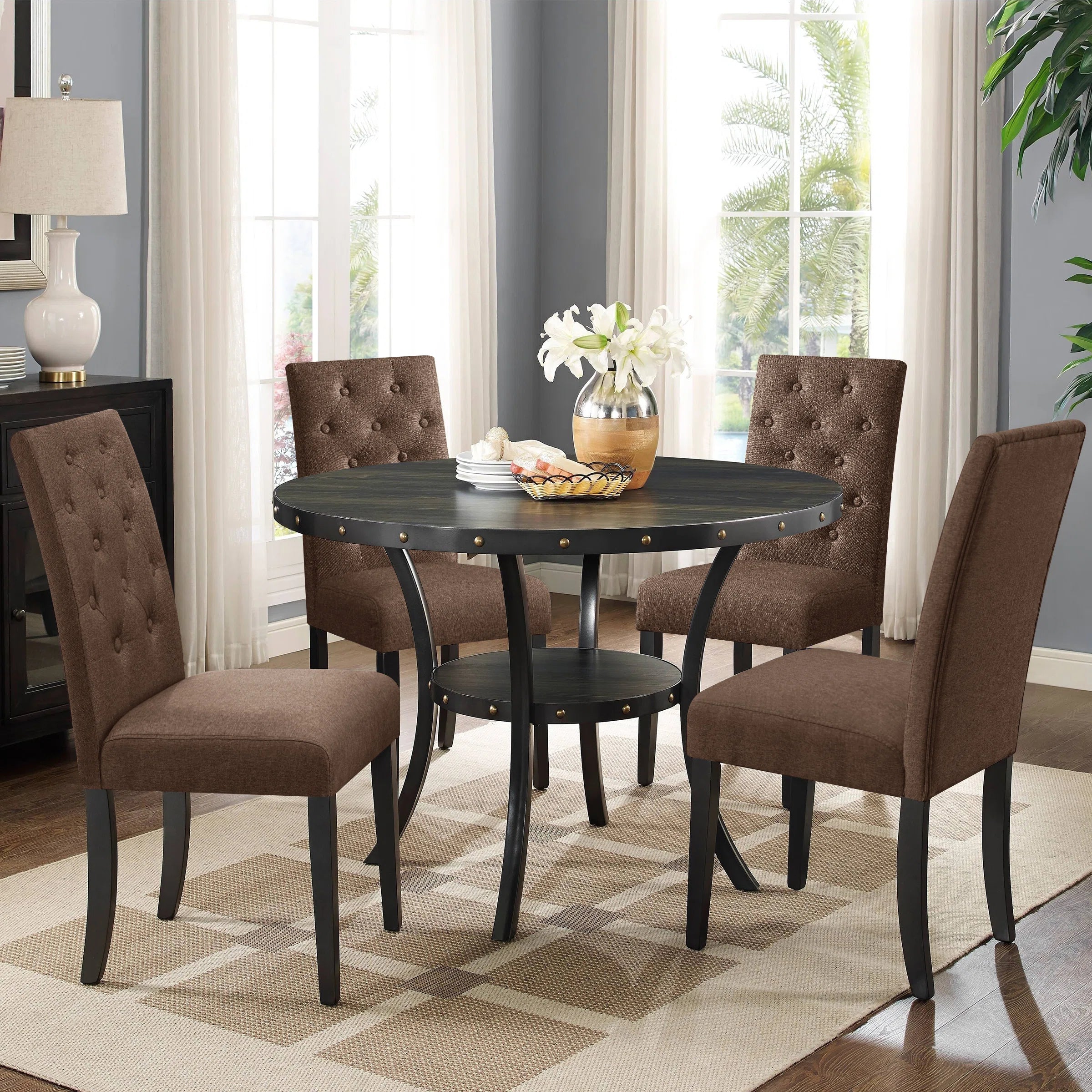 Bora Fabric Dining Chair In Ember Brown Colour (Set of 2)