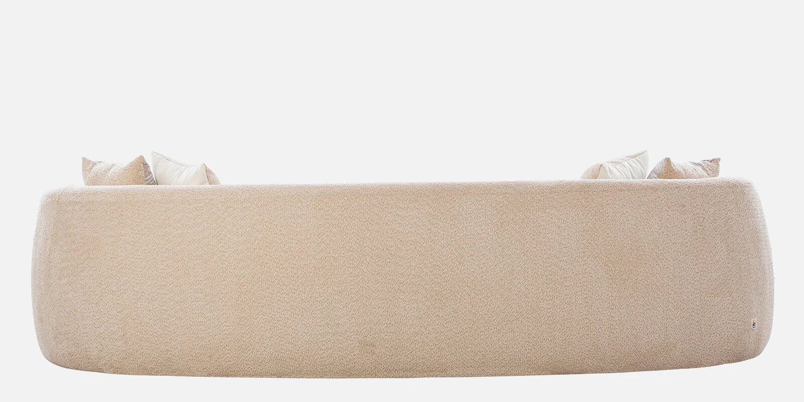 Bowmic Boucle Fabric 4 Seater Curved Sofa In Mushroom Beige Colour