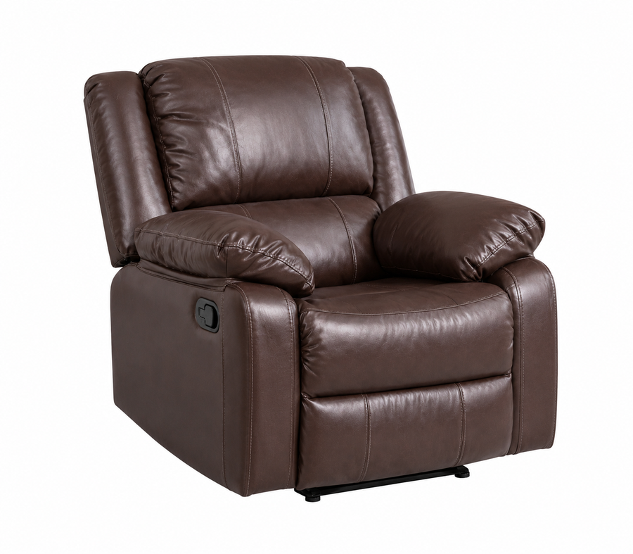 Brawo 1 Seater Motorized Leatherette Recliner - Peca Brown- Side View by Febonic Living