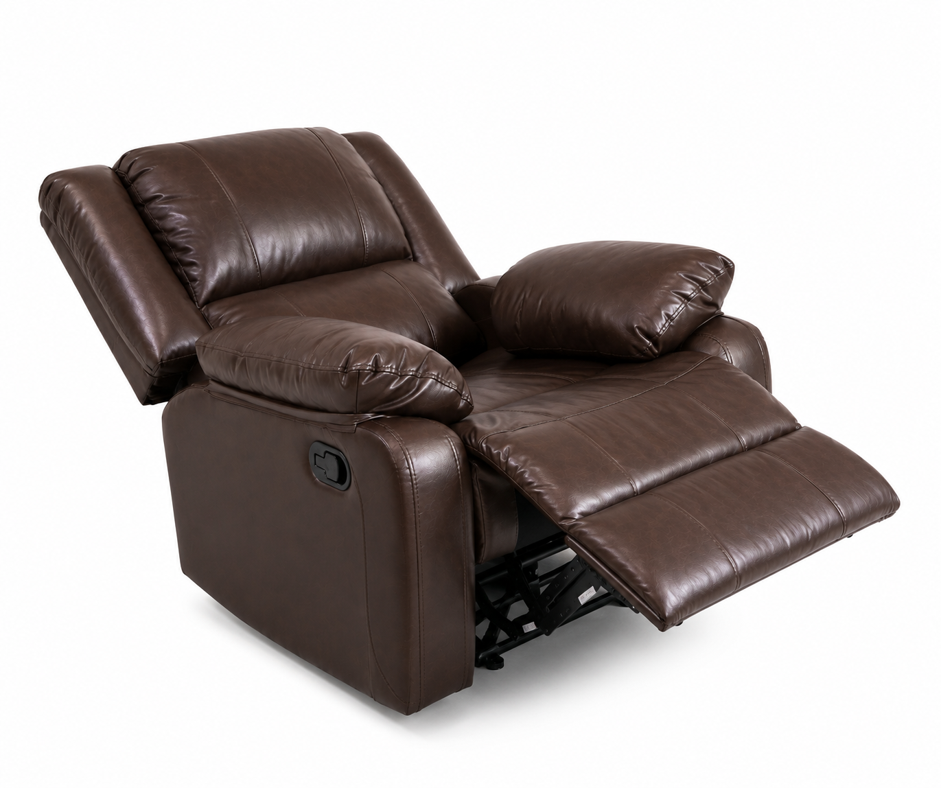 Brawo 1 Seater Motorized Leatherette Recliner - Peca Brown- Reclined View by Febonic Living