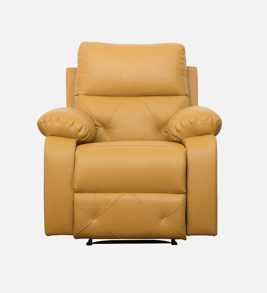 Bree 1 Seater Motorized Leatherette Recliner - Yellow - Front View by Febonic Living