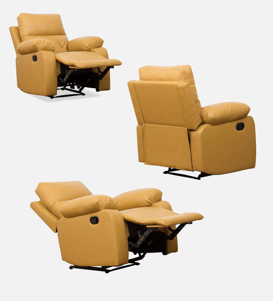 Bree 1 Seater Motorized Leatherette Recliner - Yellow - All Sides Images by Febonic Living