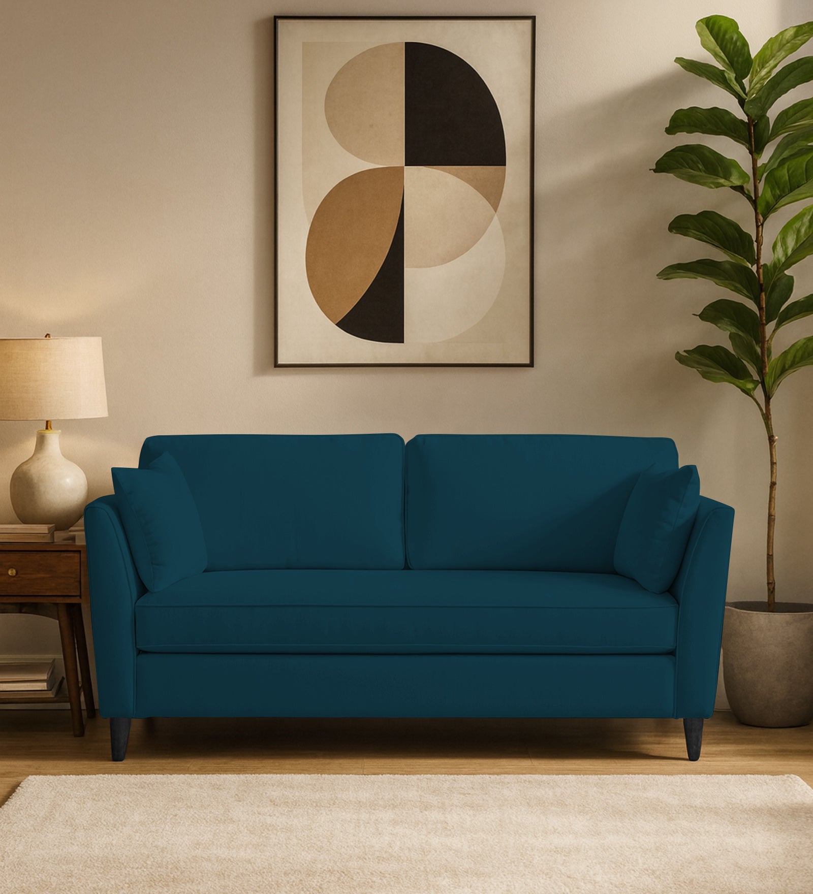 Miranda Velvet 3 Seater Sofa In Azura Blue Colour