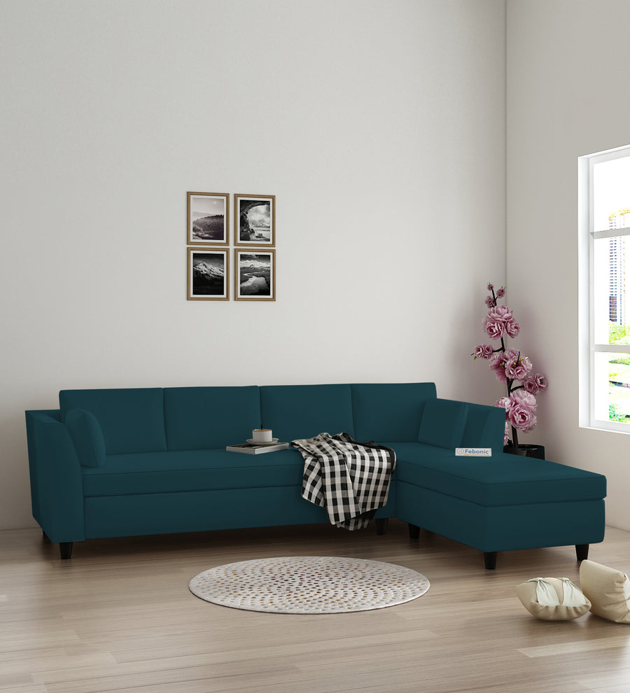 Bristo  LHS  (3+Lounger) Velvet Sectional Sofa - Arabian Green by Febonic Living