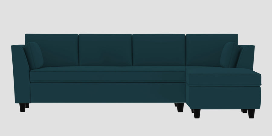Bristo Velvet Lhs Sectional Sofa 3 Lounger In Arabian Green Colour - Febonic Living