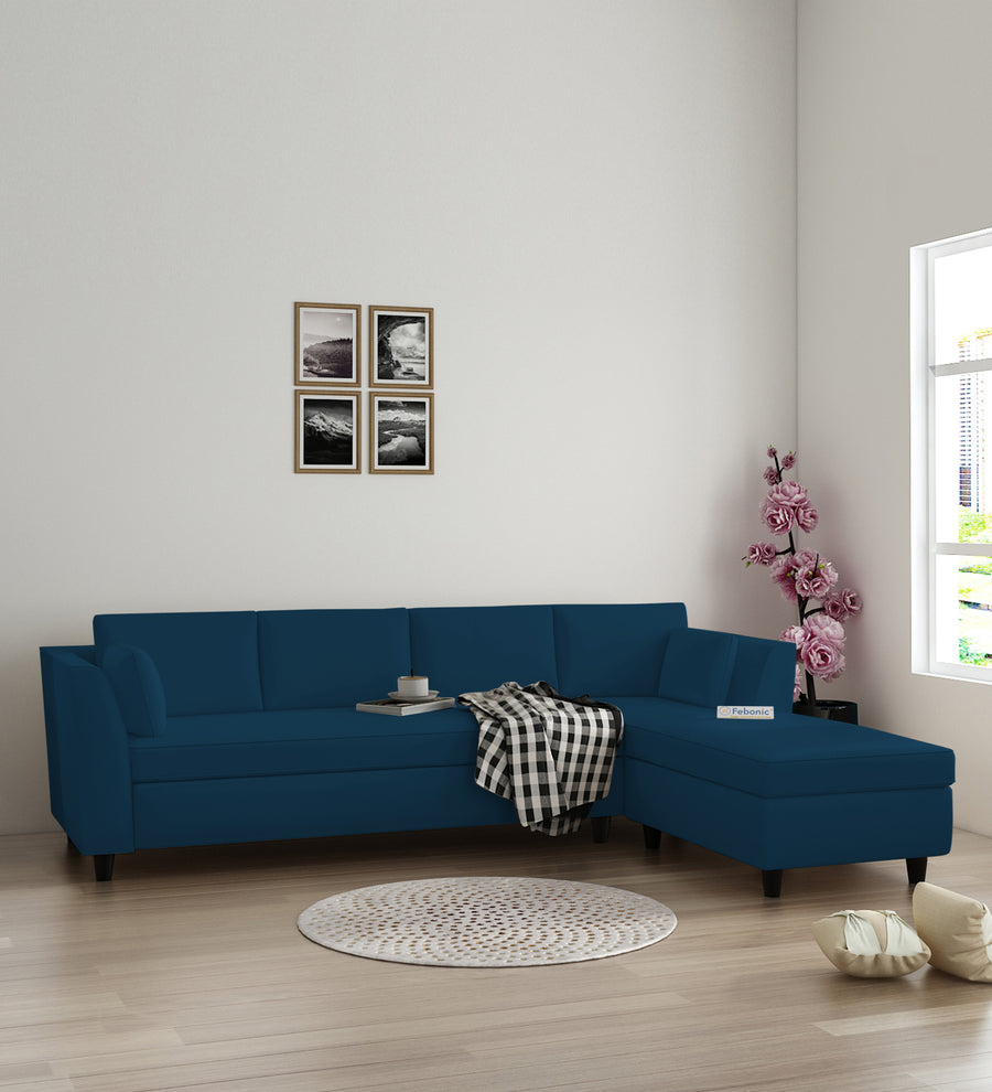 Bristo  LHS  (3+Lounger) Velvet Sectional Sofa - Azure Blue by Febonic Living