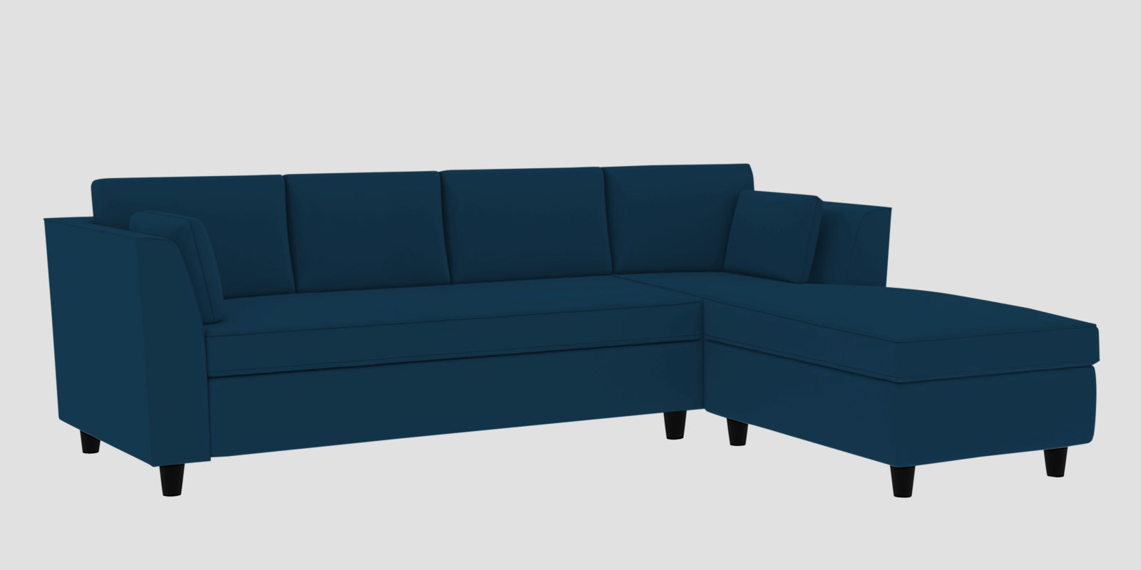 Bristo Velvet LHS Sectional Sofa (3+Lounger) In Azure Blue Colour - Febonic Living