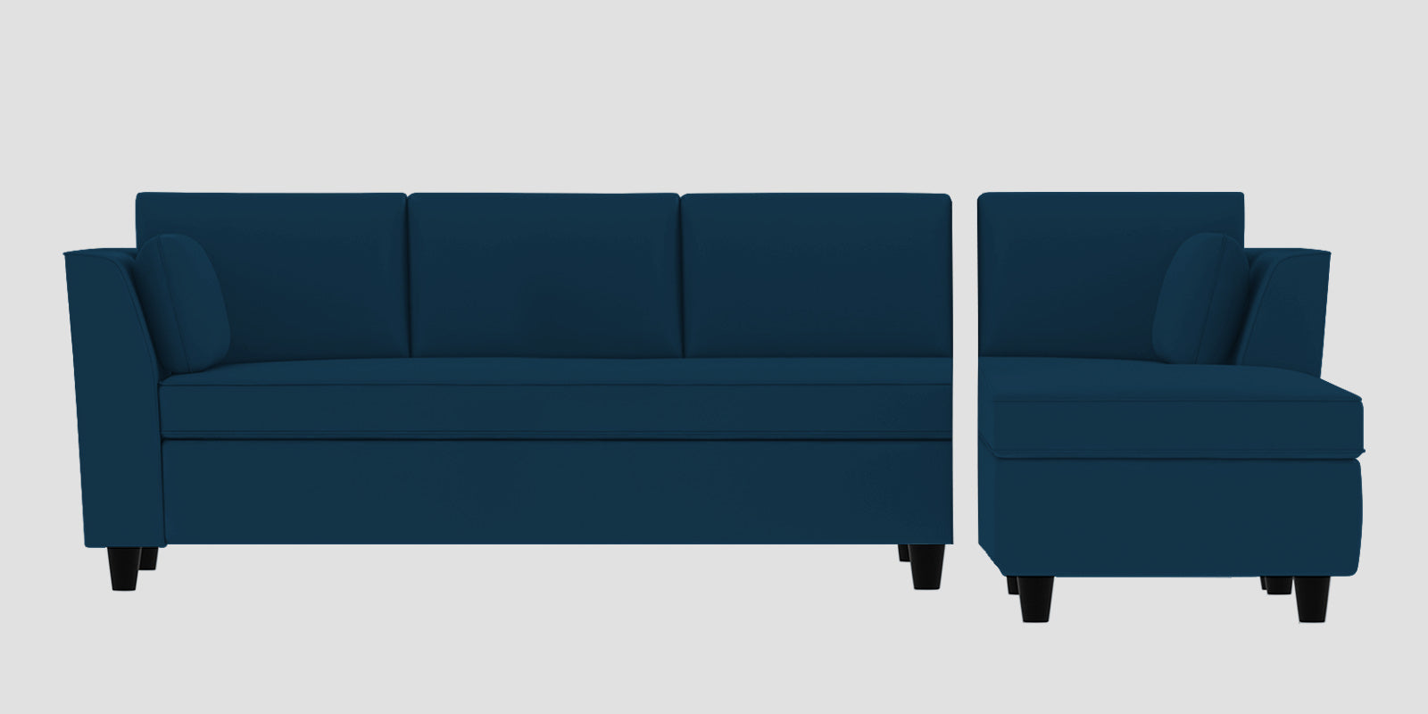 Bristo Velvet LHS Sectional Sofa (3+Lounger) In Azure Blue Colour - Febonic Living