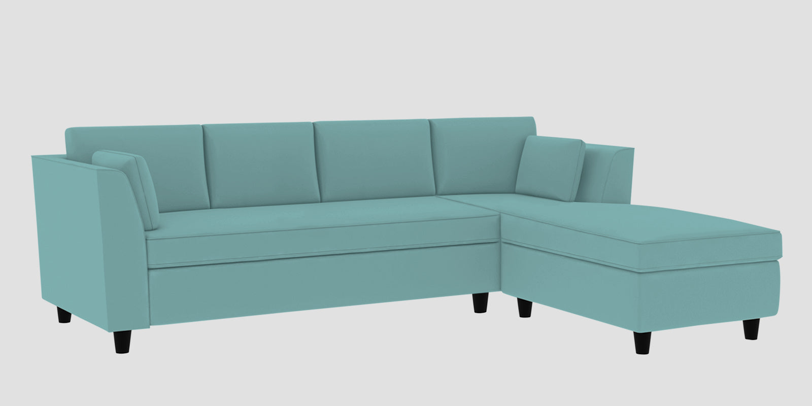Bristo Velvet LHS Sectional Sofa (3+Lounger) In Barmunda Aqua Colour - Febonic Living