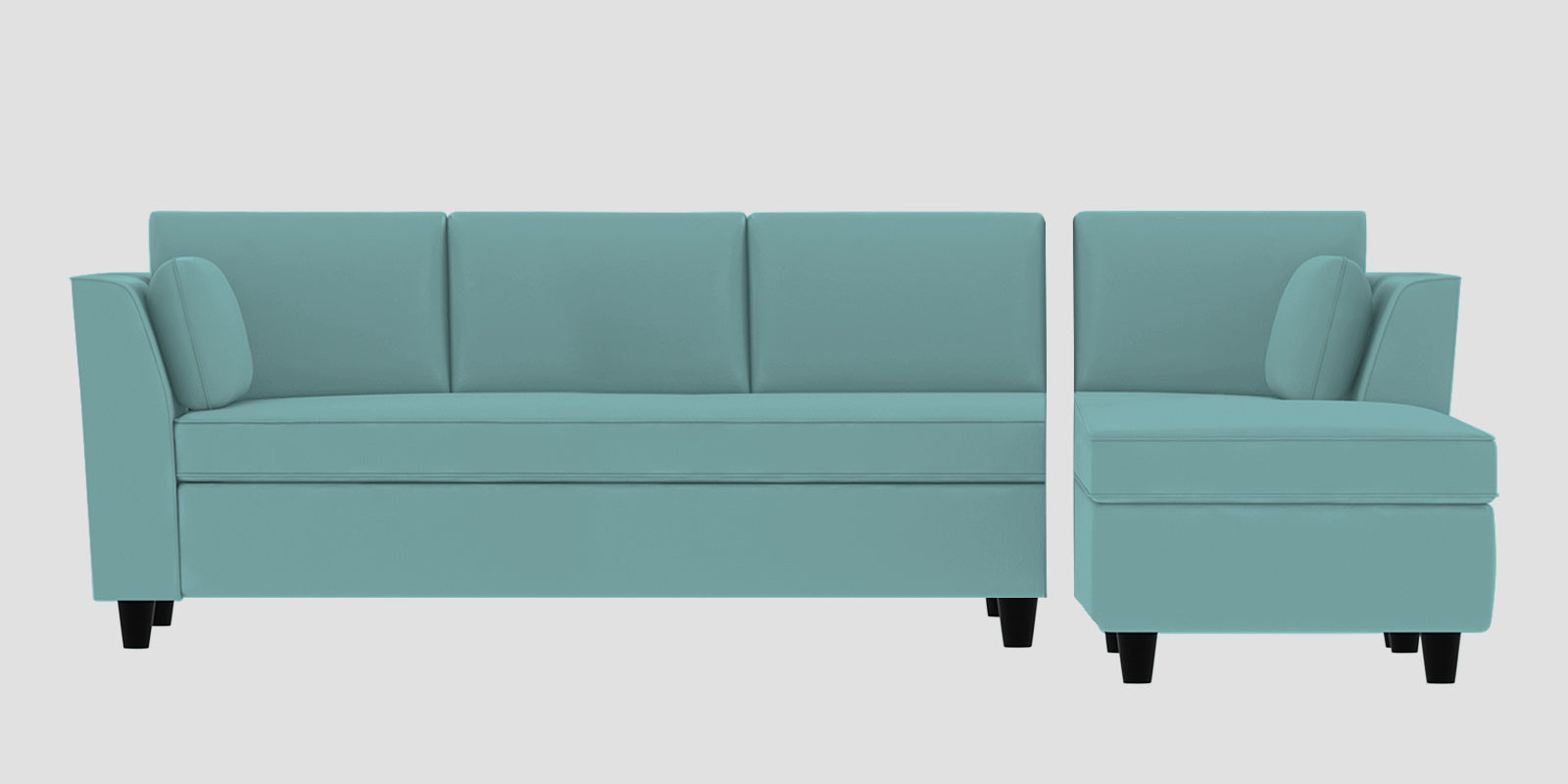 Bristo Velvet LHS Sectional Sofa (3+Lounger) In Barmunda Aqua Colour - Febonic Living