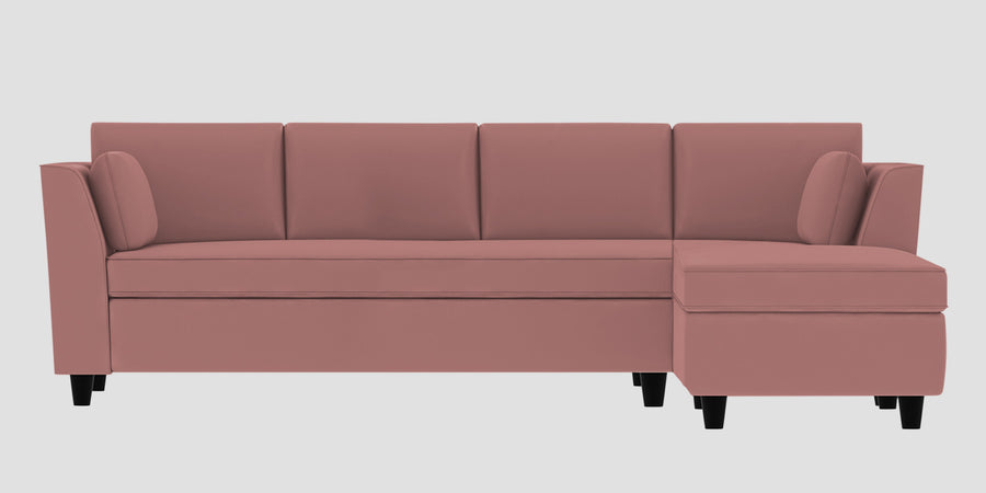 Bristo Velvet Lhs Sectional Sofa 3 Lounger In Blush Pink Colour - Febonic Living