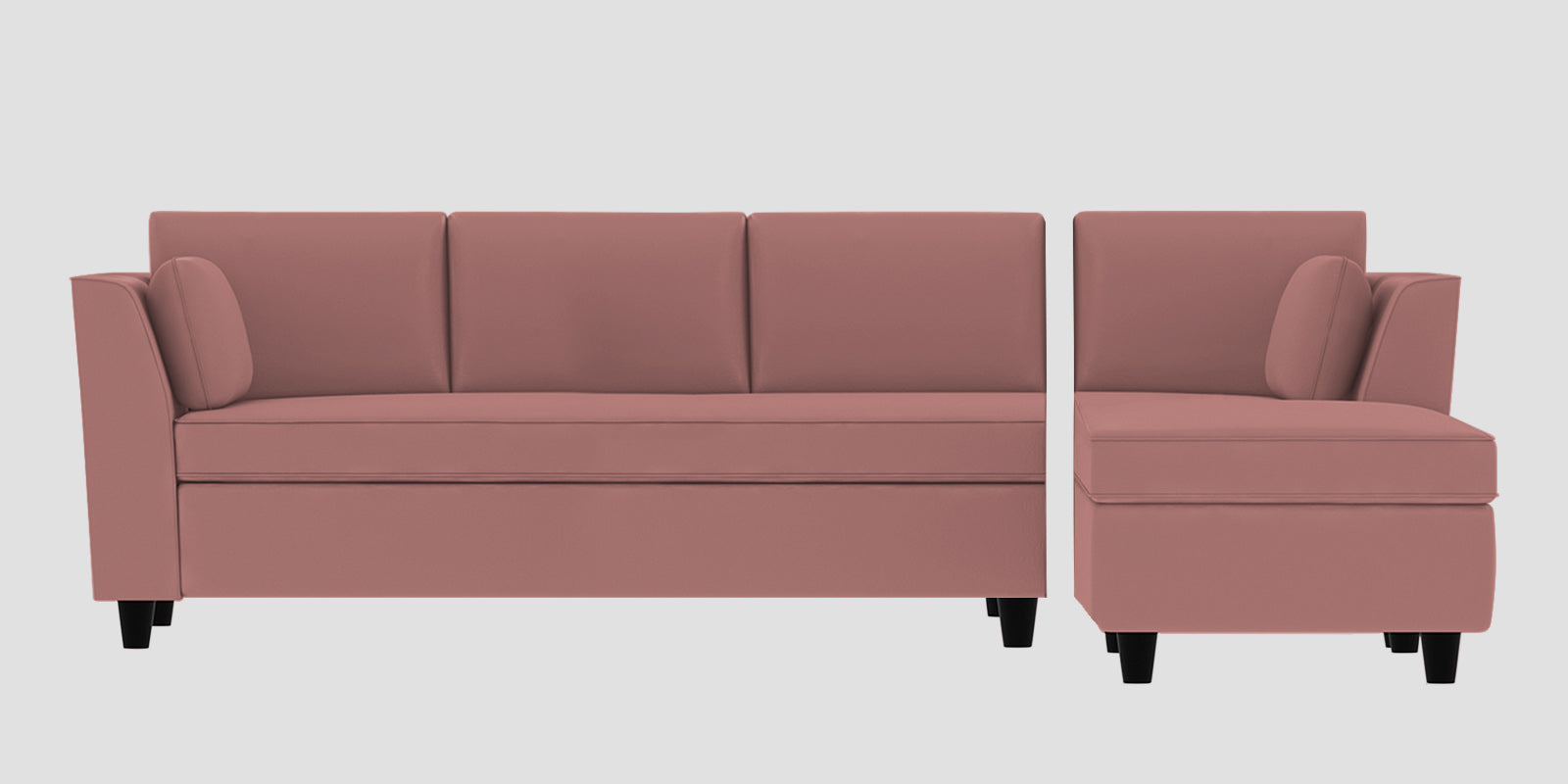 Bristo Velvet LHS Sectional Sofa (3+Lounger) In Blush Pink Colour - Febonic Living