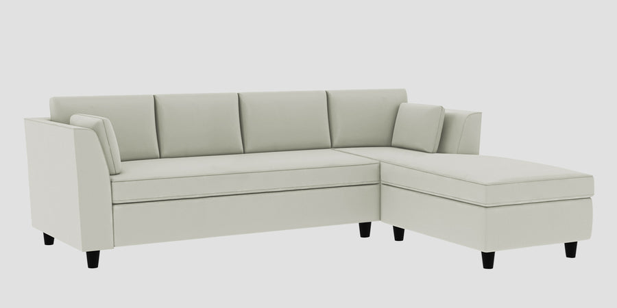 Bristo Velvet Lhs Sectional Sofa 3 Lounger In Bone Grey Colour - Febonic Living