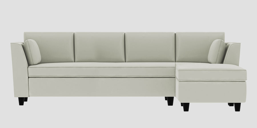 Bristo Velvet Lhs Sectional Sofa 3 Lounger In Bone Grey Colour - Febonic Living
