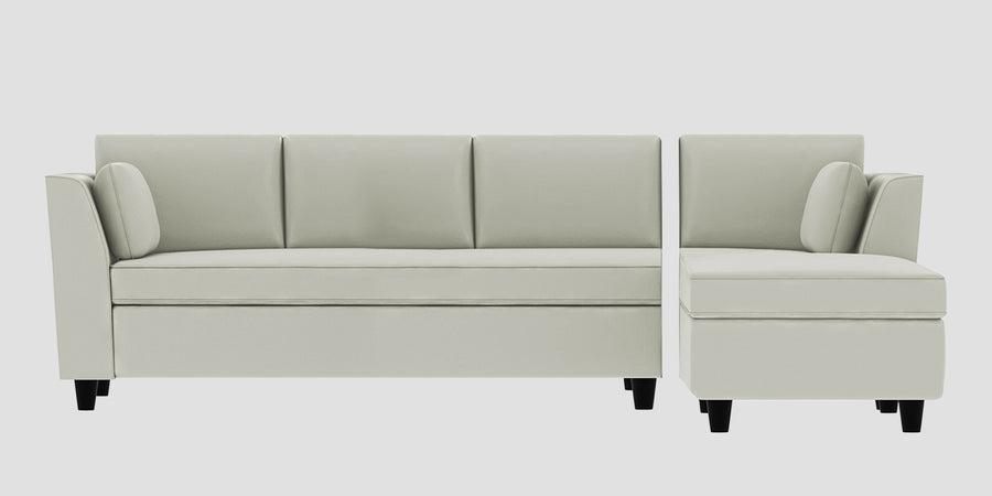 Bristo Velvet Lhs Sectional Sofa 3 Lounger In Bone Grey Colour - Febonic Living