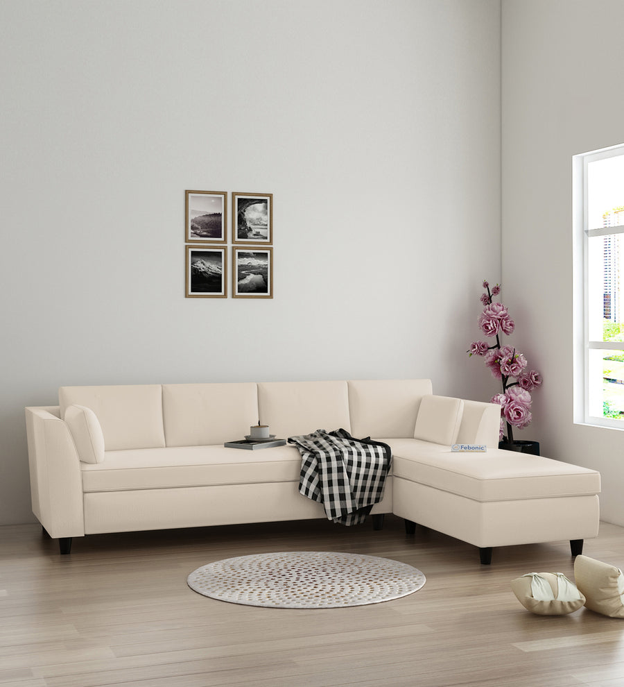 Bristo  LHS  (3+Lounger) Velvet Sectional Sofa - Camel Beige by Febonic Living