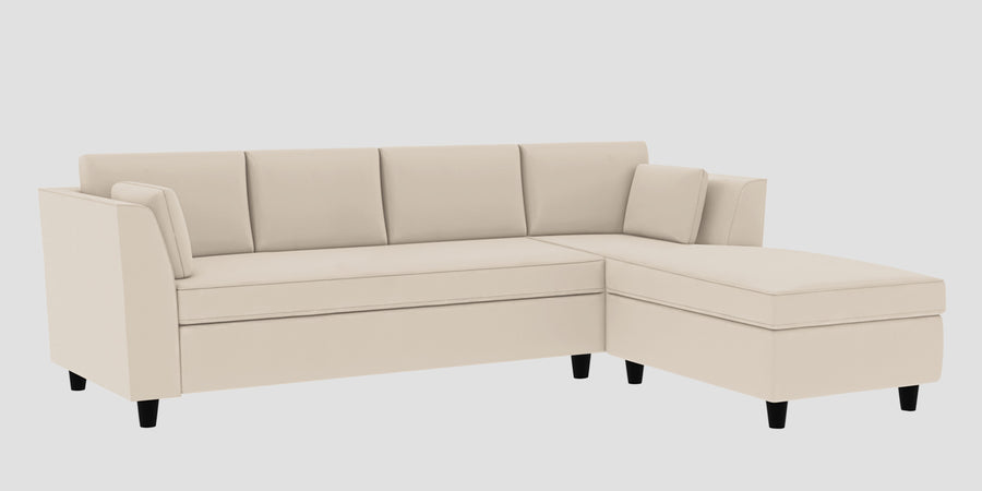 Bristo Velvet Lhs Sectional Sofa 3 Lounger In Camel Beige Colour - Febonic Living
